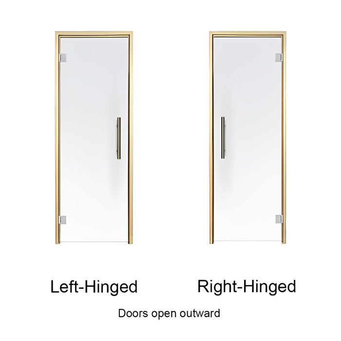 Prosaunas Aspen Framer, Prehung Clear Glass Sauna Door 24x73 (Left Silver Hinges)