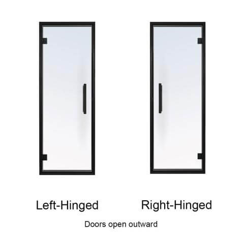 Prosaunas Black Alder Frame, Prehung Clear Glass Sauna Door 24x73 (Left Black Hinges)