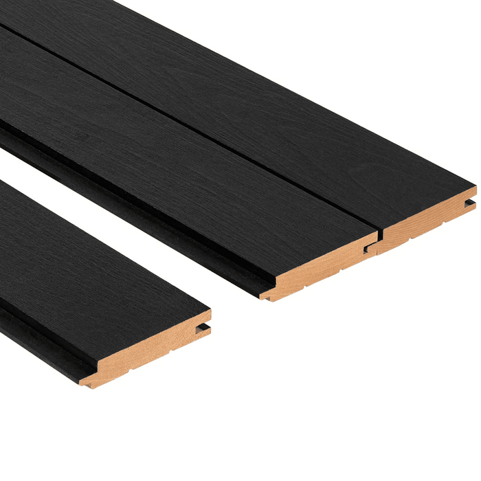 Prosaunas Sauna Wood, Black Wax Coated Aspen Nickel Gap Wall Cladding, 1"x4" | VSL0524