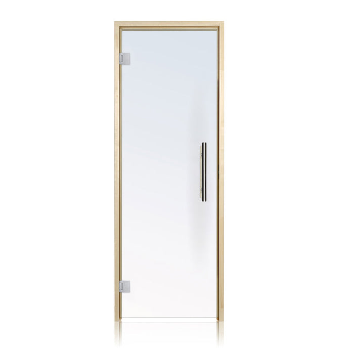 Prosaunas Aspen Framer, Prehung Clear Glass Sauna Door 24x73 (Left Silver Hinges)