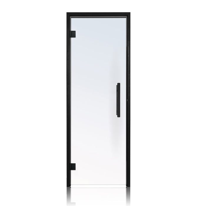 Prosaunas Black Alder Frame, Prehung Clear Glass Sauna Door 24x73 (Left Black Hinges)
