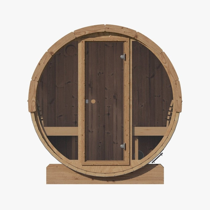 SaunaLife Model E8G Barrel Sauna with Glass Front - Secret Saunas